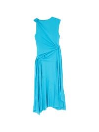 GANNI Knot Sleeveless Midi Dress Blue at Farfetch